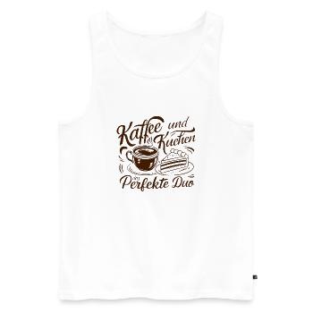 Café et gâteau – le duo parfait. - Débardeur bio Premium Homme - blanc - Devant - AI Model Male 178 light (178cm)