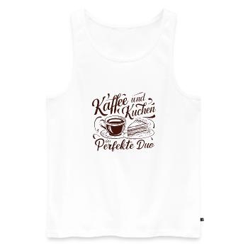 Café et gâteau – le duo parfait. - Débardeur bio Premium Homme - blanc - Devant - AI Model Male 178 light (178cm)
