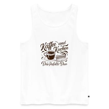 Café et gâteau – le duo parfait. - Débardeur bio Premium Homme - blanc - Devant - AI Model Male 178 light (178cm)