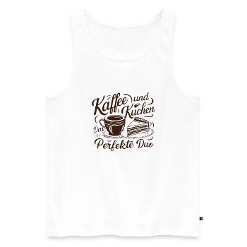 Café et gâteau – le duo parfait. - Débardeur bio Premium Homme - blanc - Devant - AI Model Male 178 light (178cm)