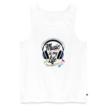La musique, c’est ma vie - Débardeur bio Premium Homme - blanc - Devant - Michal (187cm)