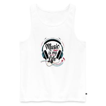 La musique, c’est ma vie - Débardeur bio Premium Homme - blanc - Devant - Michal (187cm)
