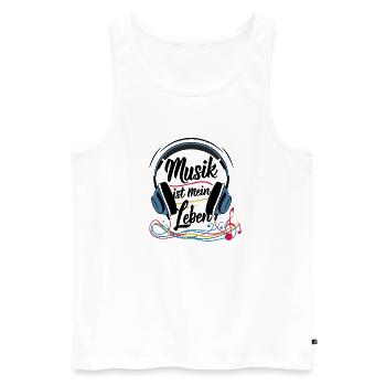 La musique, c’est ma vie - Débardeur bio Premium Homme - blanc - Devant - Michal (187cm)