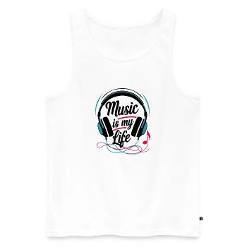 La musique, c’est ma vie - Débardeur bio Premium Homme - blanc - Devant - Michal (187cm)