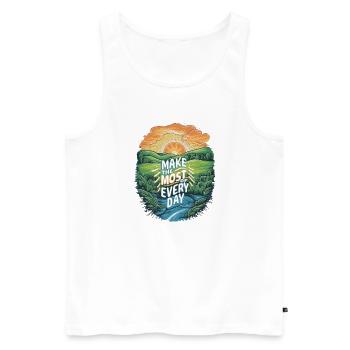 Make the most of every day - Men's Premium Organic Tank Top - white - Front - AI Model Male 178 light (178cm)