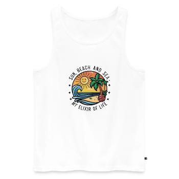 Sun, beach and sea - my elixir of life - Men's Premium Organic Tank Top - white - Front - AI Model Male 178 light (178cm)