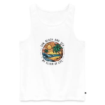 Sun, beach and sea - my elixir of life - Men's Premium Organic Tank Top - white - Front - AI Model Male 178 light (178cm)