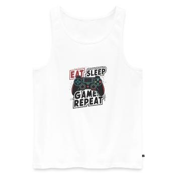 Eat, Sleep, Game, Repeat - Men's Premium Organic Tank Top - white - Front - Michal (187cm)
