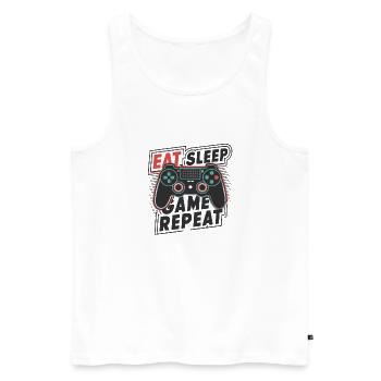 Eat, Sleep, Game, Repeat - Men's Premium Organic Tank Top - white - Front - Michal (187cm)