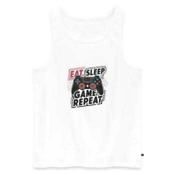 Eat, Sleep, Game, Repeat - Men's Premium Organic Tank Top - white - Front - Michal (187cm)