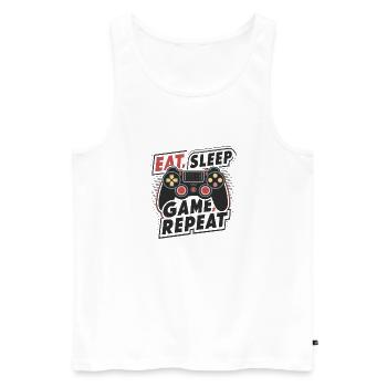 Eat, Sleep, Game, Repeat - Men's Premium Organic Tank Top - white - Front - Michal (187cm)