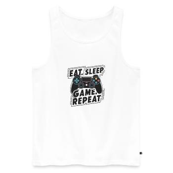 Eat, Sleep, Game, Repeat - Men's Premium Organic Tank Top - white - Front - Michal (187cm)