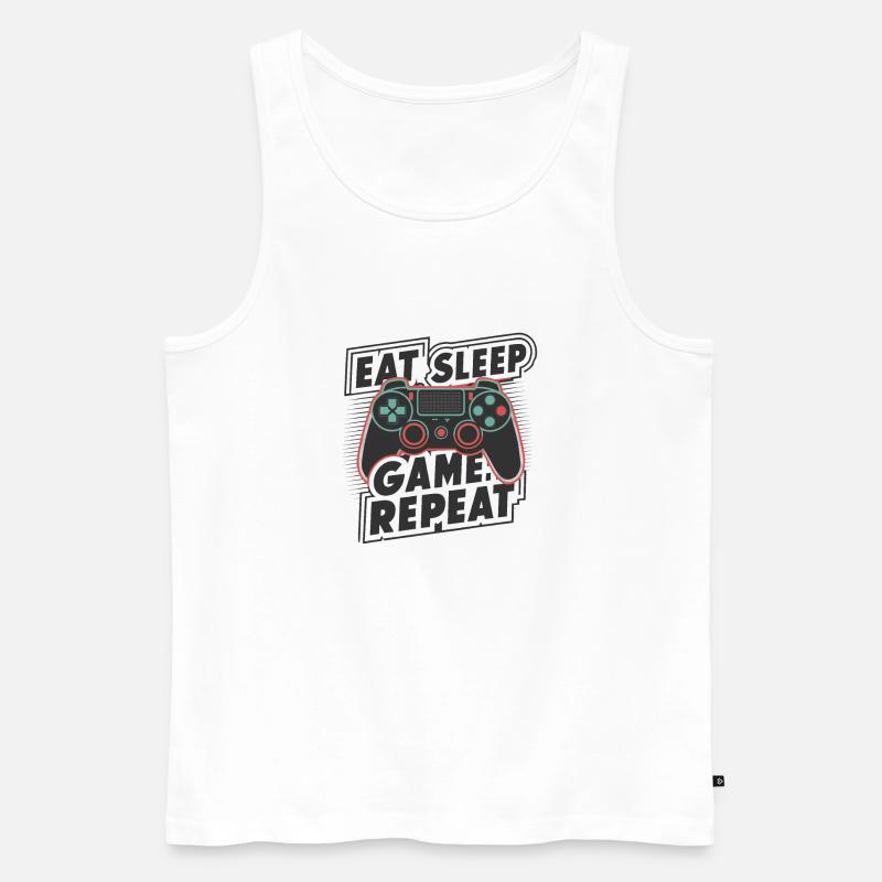 Eat, Sleep, Game, Repeat - Männer Premium Bio Tank Top - Weiß