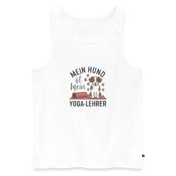 Mon chien est mon prof de yoga - Débardeur bio Premium Homme - blanc - Devant - Michal (187cm)