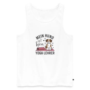 Mon chien est mon prof de yoga - Débardeur bio Premium Homme - blanc - Devant - Michal (187cm)