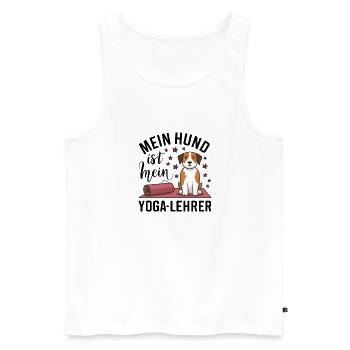 Mon chien est mon prof de yoga - Débardeur bio Premium Homme - blanc - Devant - Michal (187cm)