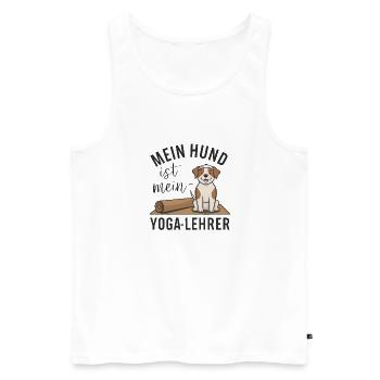 Mon chien est mon prof de yoga - Débardeur bio Premium Homme - blanc - Devant - Michal (187cm)