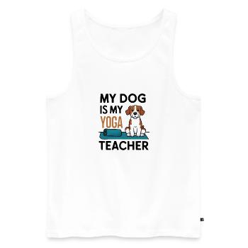 Mon chien est mon prof de yoga - Débardeur bio Premium Homme - blanc - Devant - Michal (187cm)