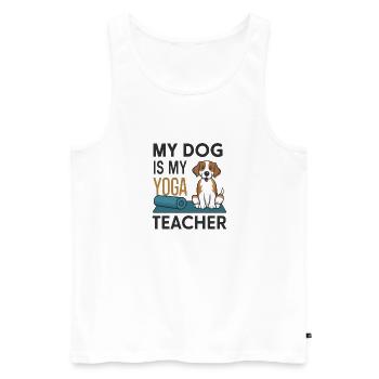 Mon chien est mon prof de yoga - Débardeur bio Premium Homme - blanc - Devant - Michal (187cm)