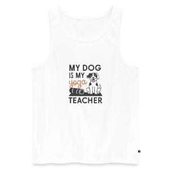 Mon chien est mon prof de yoga - Débardeur bio Premium Homme - blanc - Devant - Michal (187cm)