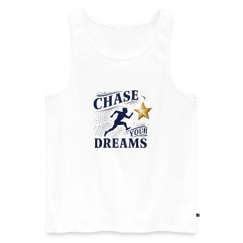 Verfolge deine Träume - Männer Premium Bio Tank Top - Weiß - Vorne - AI Model Male 178 light (178cm)