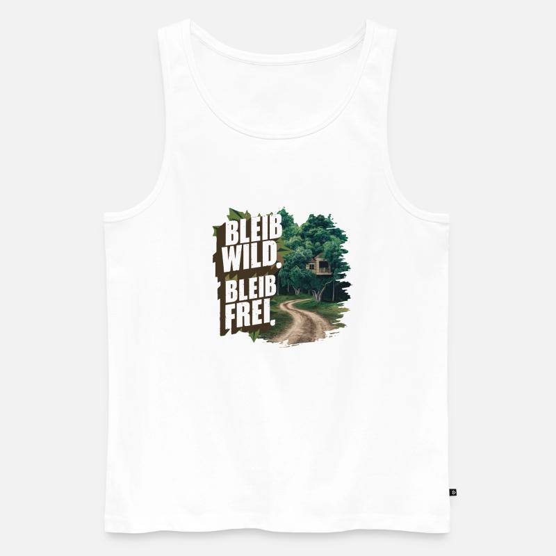 Bleib wild, bleib frei - Männer Premium Bio Tank Top - Weiß