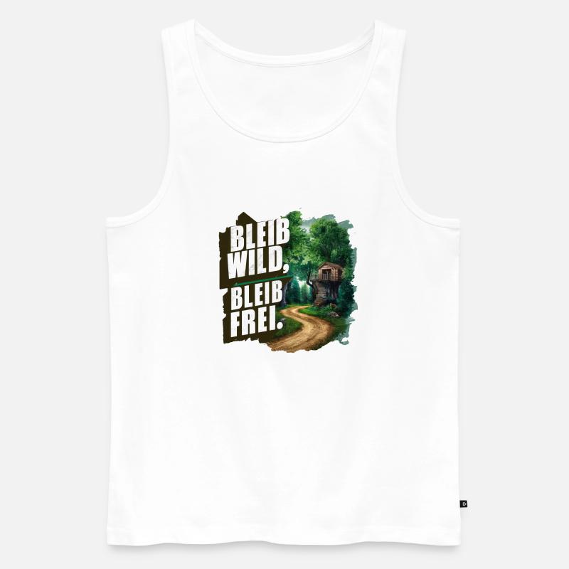 Bleib wild, bleib frei - Männer Premium Bio Tank Top - Weiß