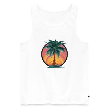 Tropical palm tree at sunset – holiday motif - Men's Premium Organic Tank Top - white - Front - Michal (187cm)