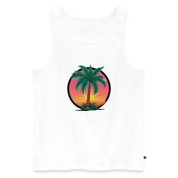 Tropical palm tree at sunset – holiday motif - Men's Premium Organic Tank Top - white - Front - Michal (187cm)