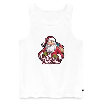 Santa Claus – Merry Christmas Illustration - Men's Premium Organic Tank Top - white - Front - AI Model Male 178 light (178cm)