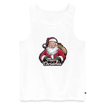 Santa Claus – Merry Christmas Illustration - Men's Premium Organic Tank Top - white - Front - AI Model Male 178 light (178cm)