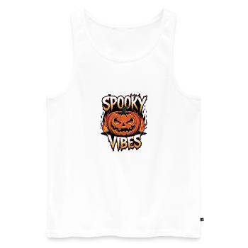 Spooky Jack-o'-lantern – Spooky Vibes - Débardeur bio Premium Homme - blanc - Devant - AI Model Male 178 light (178cm)
