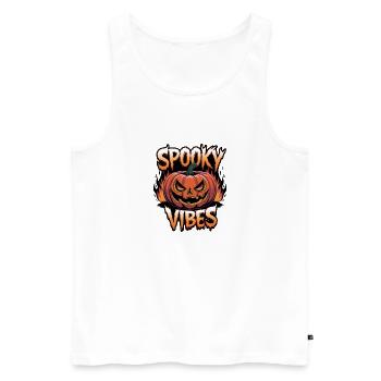Spooky Jack-o'-lantern – Spooky Vibes - Débardeur bio Premium Homme - blanc - Devant - AI Model Male 178 light (178cm)