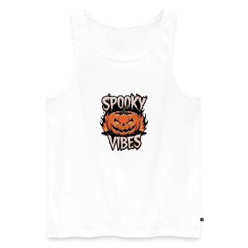 Spooky Jack-o'-lantern – Spooky Vibes - Débardeur bio Premium Homme - blanc - Devant - AI Model Male 178 light (178cm)