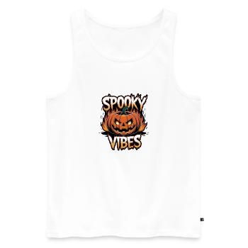Spooky Jack-o'-lantern – Spooky Vibes - Débardeur bio Premium Homme - blanc - Devant - AI Model Male 178 light (178cm)