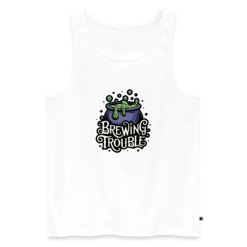 Hexenkessel – Brewing Trouble - Männer Premium Bio Tank Top - Weiß - Vorne - AI Model Male 178 light (178cm)