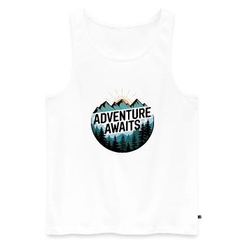 Adventure Awaits – Bergpanorama - Männer Premium Bio Tank Top - Weiß - Vorne - AI Model Male 178 light (178cm)