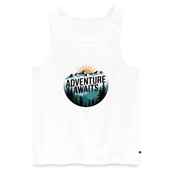 Adventure Awaits – Bergpanorama - Männer Premium Bio Tank Top - Weiß - Vorne - AI Model Male 178 light (178cm)