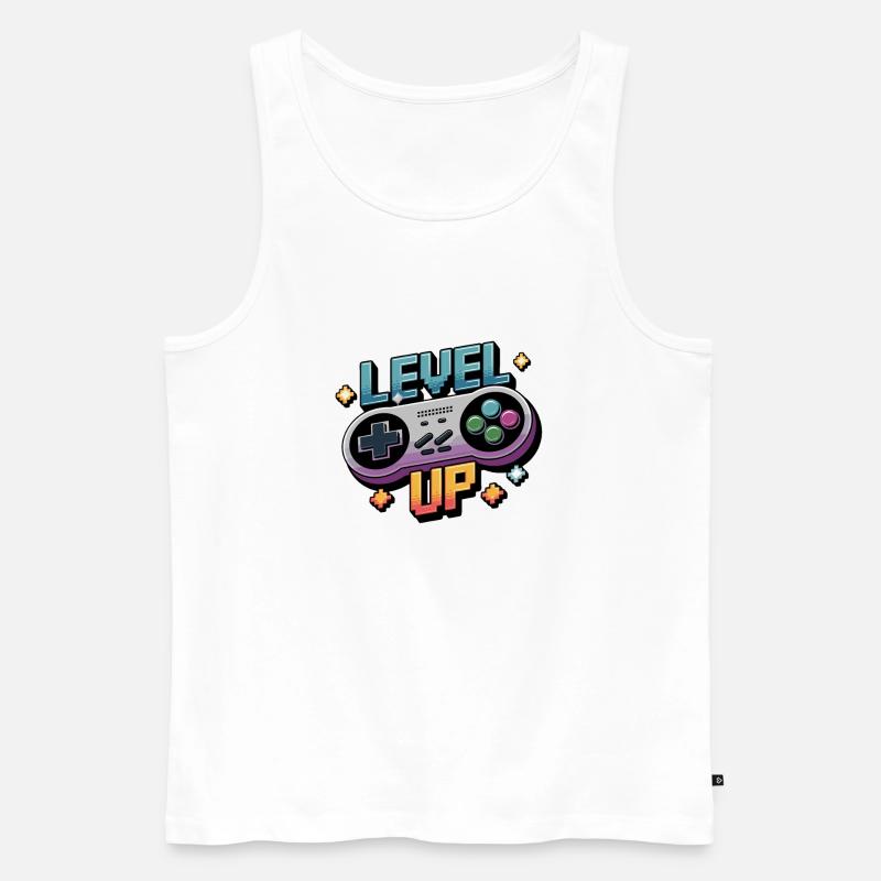 Level Up – Gaming Controller - Männer Premium Bio Tank Top - Weiß