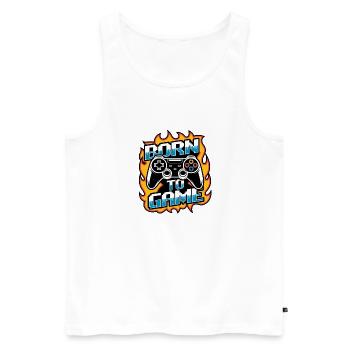 Born to Game – Gaming Controller - Men's Premium Organic Tank Top - white - Front - AI Model Male 178 light (178cm)