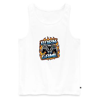 Born to Game – Gaming Controller - Männer Premium Bio Tank Top - Weiß - Vorne - Michal (187cm)