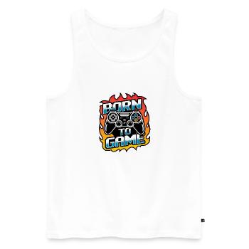 Born to Game – Gaming Controller - Men's Premium Organic Tank Top - white - Front - Michal (187cm)