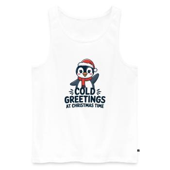 Kühle Grüße zur Weihnachtszeit – Pinguin - Männer Premium Bio Tank Top - Weiß - Vorne - AI Model Male 178 light (178cm)