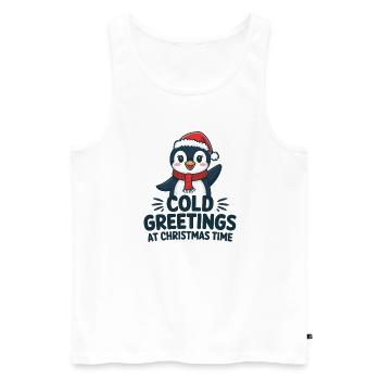 Kühle Grüße zur Weihnachtszeit – Pinguin - Männer Premium Bio Tank Top - Weiß - Vorne - AI Model Male 178 light (178cm)