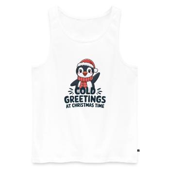 Kühle Grüße zur Weihnachtszeit – Pinguin - Männer Premium Bio Tank Top - Weiß - Vorne - AI Model Male 178 light (178cm)