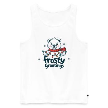 Frostige Grüße – Eisbär mit Lichterkette - Männer Premium Bio Tank Top - Weiß - Vorne - AI Model Male 178 light (178cm)