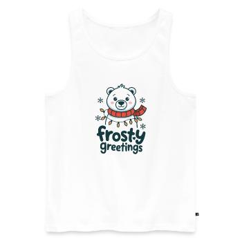 Frostige Grüße – Eisbär mit Lichterkette - Männer Premium Bio Tank Top - Weiß - Vorne - AI Model Male 178 light (178cm)