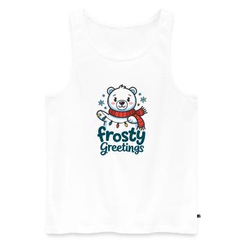 Frostige Grüße – Eisbär mit Lichterkette - Männer Premium Bio Tank Top - Weiß - Vorne - AI Model Male 178 light (178cm)