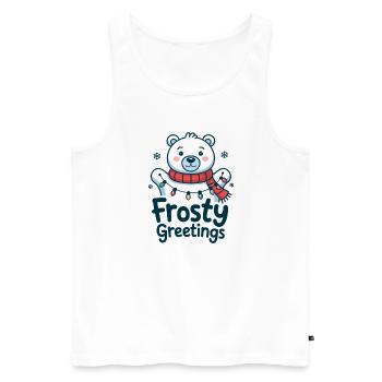 Frostige Grüße – Eisbär mit Lichterkette - Männer Premium Bio Tank Top - Weiß - Vorne - AI Model Male 178 light (178cm)
