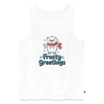 Frostige Grüße – Eisbär mit Lichterkette - Männer Premium Bio Tank Top - Weiß - Vorne - AI Model Male 178 light (178cm)